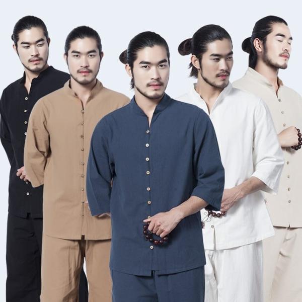 太極拳服 メンズ 男性用 スーツ カジュアル 表演服 練習服 ヨガ 木ボタン ボタンループ 送料無料...