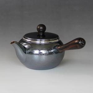 一守堂 　黒檀取っ手ツマミ　横手急須200cc R0111 /銀瓶 茶器 茶道具  is