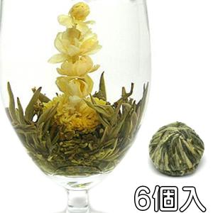 工芸茶 水中花籠 6個入り 中国茶葉 花茶 ジャスミン茶 花が咲く