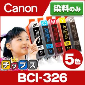 キャノン プリンターインク BCI-326BK+BCI-326C+BCI-326M+BCI-326Y+BCI-326GY 5色セット 互換インクカートリッジ bci326 bci325｜chips