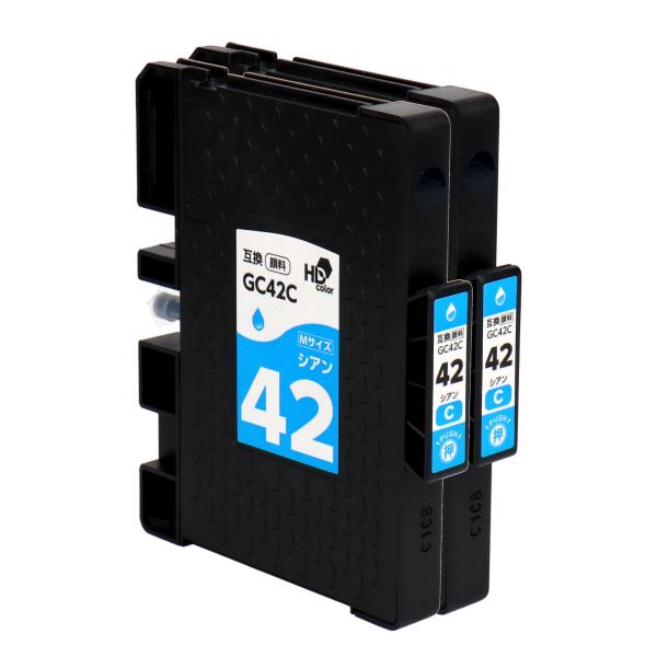 Mサイズ 顔料 SGカートリッジ GC42C RICOH リコー シアン×２本セット　互換インクカー...