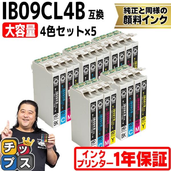 IB09CL4B エプソン プリンターインク 顔料 IB09 互換（電卓） 4色パック ×5 全20...
