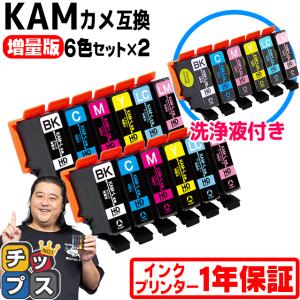 KAM-6CL-L エプソン プリンターインク カメ KAM-6CL-L （カメ インク） 6色セット×２ ( 増量版 ）+ 洗浄液付き 互換インクカートリッジ｜chips