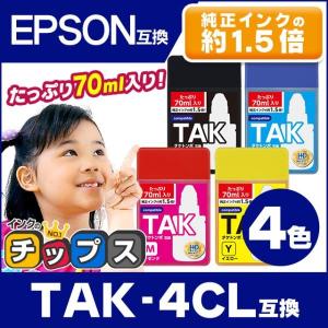 【純正の約1.5倍】TAK (タケトンボ） エプソン(epson) 4色セット互換インクボトル 内容：TAK-PB-L TAK-C-L TAK-M-L TAK-Y-L