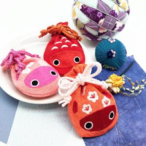 巾着バッグ 巾着袋 金魚ミニ巾着 12点までOK 豆巾着 可愛い