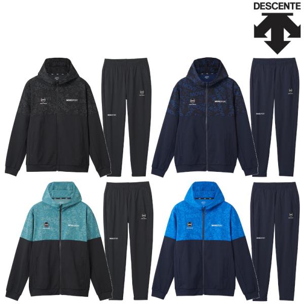 デサント S.F.TECH ロゴ総柄 バックロゴ フルジップフーディー・パンツ上下セット DMMXJ...