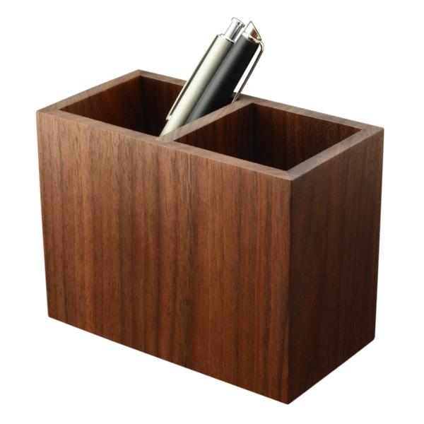 ペンスタンド  ブラックウォールナット スクエア ダブル ペン立て 木製 ウォルナット シンプル お...