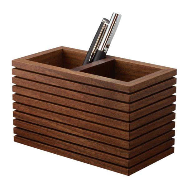 ペンスタンド ブラックウォールナット ライン ダブル ペン立て 木製 ウォルナット シンプル おしゃ...