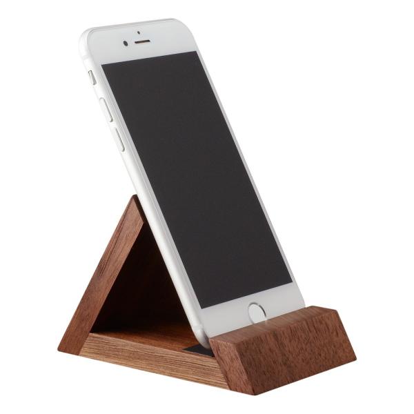 スマートフォンスタンド ブラックウォールナット トライアングル スマホスタンド スマホ台 木製 シン...