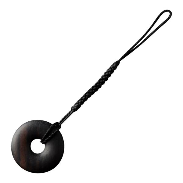 ストラップ 根付 円 縞黒檀 携帯ストラップ キーホルダー 木製 シンプル デザイン 無垢 高品質 ...