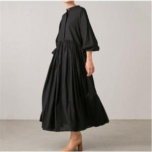 シャツワンピース ロング 長袖 春夏 ぽわん袖...の詳細画像2