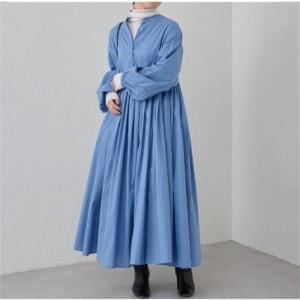 シャツワンピース ロング 長袖 春夏 ぽわん袖...の詳細画像3