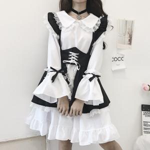 メイド服 5点セット 長袖 蝶結び付き ワンピース森ガール Aライン 着痩せ 可愛い 通学 春秋 新作 ハロウィン レディース メンズ 少女｜chitose7777