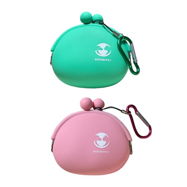犬用 シリコン ポーチ ケース がま口 デコピン カラビナ付き 水洗い 小型 軽量 柔らかい お散歩...