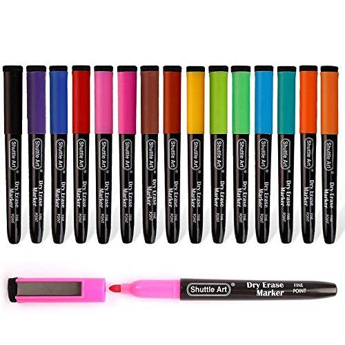 Shuttle Art ホワイトボードマーカー 消せるマーカーペン 15色セット 磁気 マグネット付...