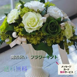 開院祝い 開業祝い プザーブドフラワーギフト プリティープリザＧグリーン　緑の薔薇｜chloris-flowergift