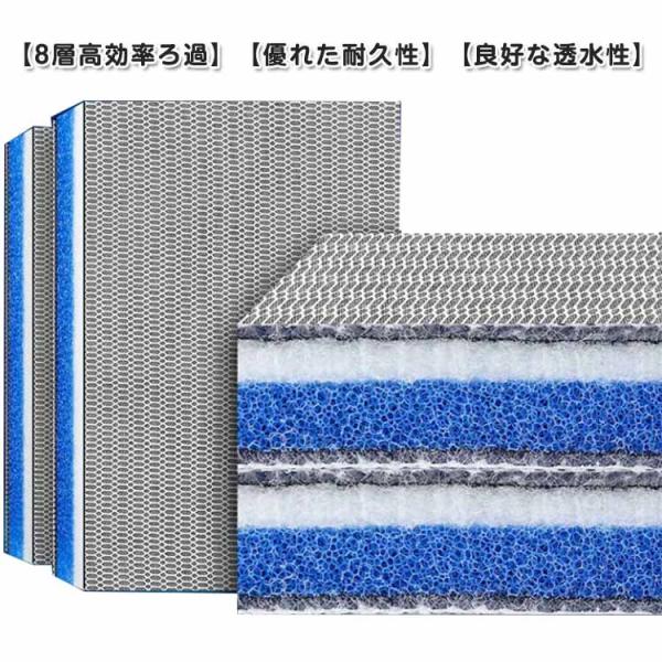 ろ過材 スポンジフィルター 水槽フィルター 8層ろ過綿 水族館ろ過スポンジパッド バクテリアスリムマ...