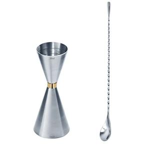 30ml / 45mlジガーカップ 目盛り付き カクテル メジャーカップ バースプーン30cm ジガーカップ ステンレス鋼計量カップ オンス