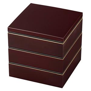 宮本産業 重箱 溜渕金 6.0 三段重 シール蓋付 4200ml ダークブラウン