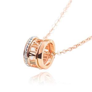 Isdy ネックレス レディース ステンレス リング ペンダント ピンクゴールド