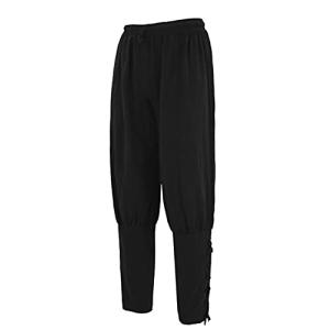 NOQINHOO 中世 ルネサンス海賊 騎士 農民 パンツ ハロウィン コスプレ 仮装 ゴシック ナビゲーター 脚包帯ズボン ステージ衣装 男性用 カ