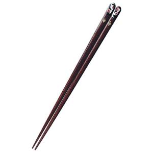 日本職人が丹精込めて造る伝統の高級箸 23cm 黒 先角 天然木 漆塗装 手書き蒔絵をほどこした伝統の会津蒔絵 猫