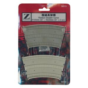 ロクハン Zゲージ S013 複線高架橋 R195/220-30度3本入り