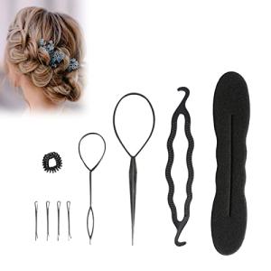 ヘアアクセサリー 9PCS くるりんぱスティック ポニーアレンジスティック ヘアコーム ヘアアレンジ スティックまとめ髪 お団子ホルダー 女性のファッ