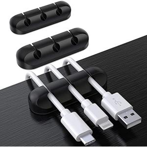 SOULWIT 3本入れ ケーブルホルダー ケーブルクリップ ライトニングケーブル USBケーブル 充電ケーブル ヘッドフォンケーブル マウス配線 キ