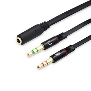 オーディオ変換ケーブル 3.5mmオーディオ分配ケーブル 4極メス - 3極オス ×2 Deear 3.5mm エレコム オーディオ変換ケーブル マイ