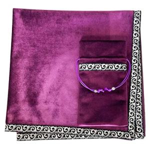 VIEAURA タロットクロス ポーチ付き ベルベット 厚手 タロットカード 占い 鑑定 神秘的 パープル