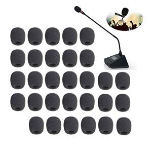 30個セット 黒 ウィンドスクリーン マイクスポンジ ヘッドセット インカム マイク風防 ピンマイク 大 拡声器 マイクカバー 交換用 内径8mm/1