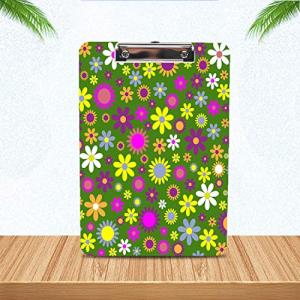 抽象芸術装飾花 クリップボード A4 31.8cm x 22.8cm クリップボード 用箋挟 クロス貼 A4 短辺とじ カラフルな装飾花パターン