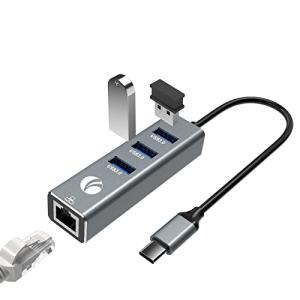VCOM USB-C ハブ 有線LANアダプター USB C to RJ45 USB 3.0 4ポートアルミニウム コンパクト 便利直挿しType C