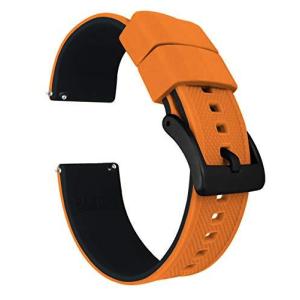 BARTON WATCH BANDS - エリート シリコン腕時計用バンド パンプキンオレンジ/ブラック - ブラックバックル クイックリリース 20