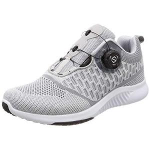 ランニング ウォーキング ダイヤルシューズ 脱ぎ履き イージー スポーツシューズ 運動靴 メンズ FOSN-003M グレー 25