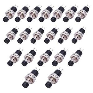 mxuteuk 20個1A 250V AC 2ピンSPSTブラックノーマルオープンミニ瞬間プッシュボタンスイッチPBS-110-BK