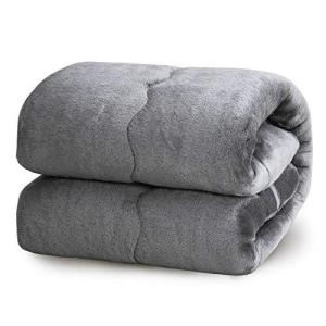 Bedsure かけふとん シングル 冬 掛け布団 冬用 ふとん かけ布団 あったか 保温発熱 140x200cm グレー 蓄熱肌掛け布団 フランネル
