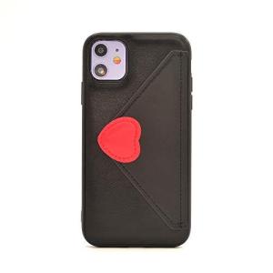 iPhone 12 mini ケース ハート 封筒 おしゃれ カードいれ かわいいシンプルファッション ケース純色愛の心収納適用携帯電話ケース(iPh