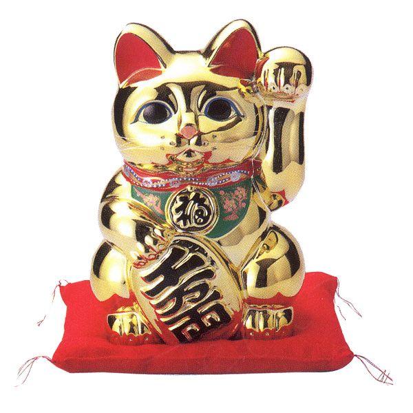 ★招き猫 黄金小判猫８号 千万両(写真の座布団は付いていません)客運を招きます★L-2335