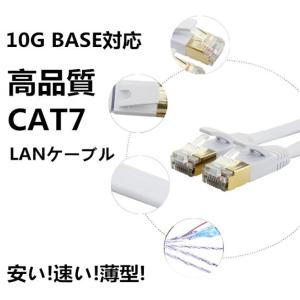 10M最強LANケーブル Cat7 10G通信/ランケーブル/フラットLANケーブル 10M/ゴール...