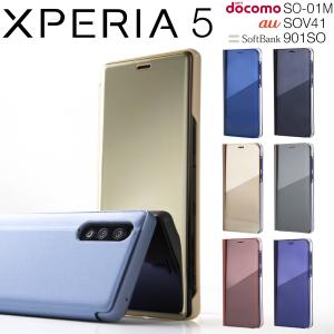 Xperia5 カバー ケース 手帳型 スマホケース 韓国 SO-01M SOV41 901SO スマホ 半透明 携帯 Xperia 手帳型 手帳 ミラー おしゃれ 人気 半透明手帳型ケース