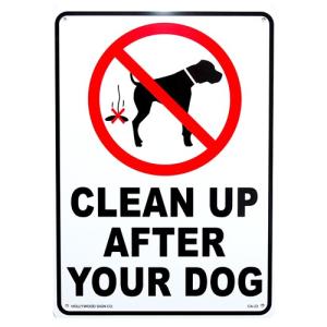 プラスチック看板 CLEAN UP AFTER YOUR DOG 犬の後始末を CA-23 ガレージ雑貨 アメリカン雑貨｜choppers