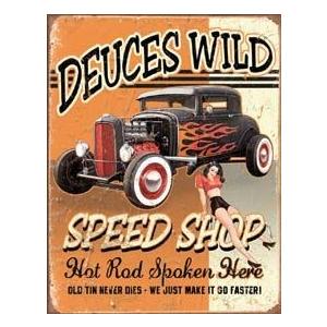 ブリキ看板 Deuces Wild Speed Shop 1688 ティンサインプレート ティンサインボード アメリカ雑貨 アメリカン雑貨｜choppers