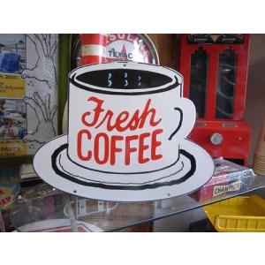 ホーロー看板 Fresh COFFEE 琺瑯サイン エナメルサイン コーヒーカップ｜choppers