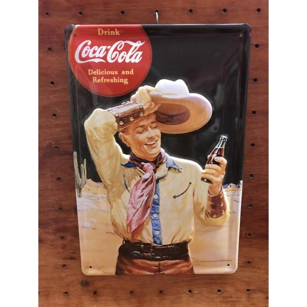 コカコーラ カウボーイ CocaCola エンボス ブリキ 看板 ドイツ製
