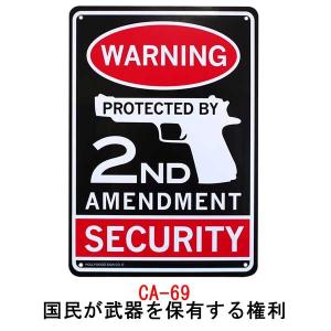 プラスチック看板 WARNING SECURITY 国民が武器を保有する権利 CA-69 アメリカン雑貨｜choppers
