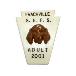 ヴィンテージ ライセンス バッジ FRACKVILLE S.E.F.S 狩り 狩猟 ビーグル アメリカン雑貨 アメ雑｜choppers