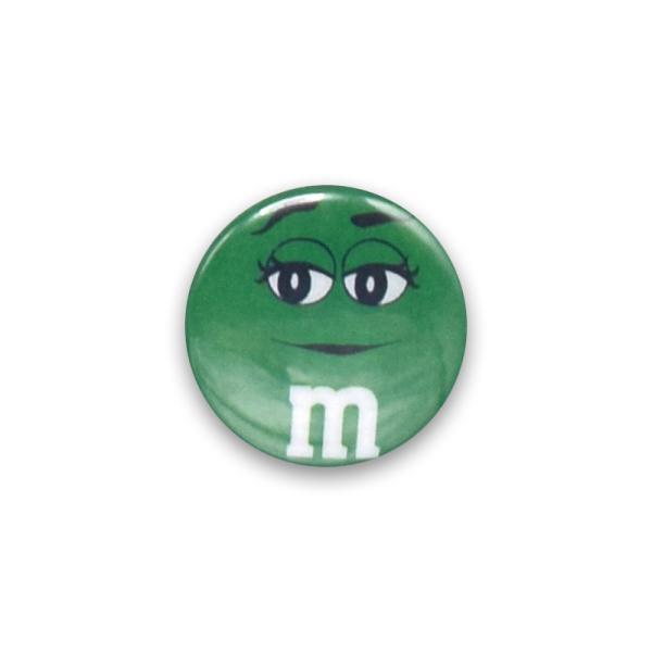 缶バッチ #CB074 M&amp;M GR エムアンドエム　緑/ 缶バッジ 直径3cm アメリカン雑貨