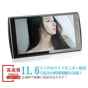 11.6インチ ヘッドレストモニター 高画質 ワイド液晶　高輝度・全視野 HDMI・AV外部入力 リアモニター　USB機能対応 スピーカー内蔵 シガー電源 (1106M)｜chorakuka